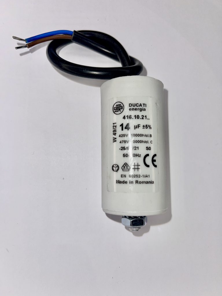 14uF motor capacitor with twin cable connector