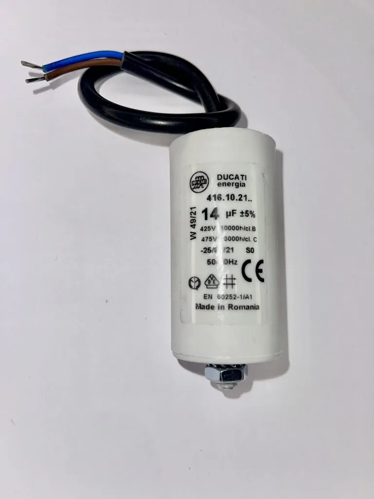 14uF motor capacitor with twin cable connector